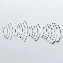 1pc 100% 925 Sterling Silver Long Bend Tube Beads 20-40mm Bracelets Necklace Silver Bangle Spacer Beads DIY Jewelry Accessories