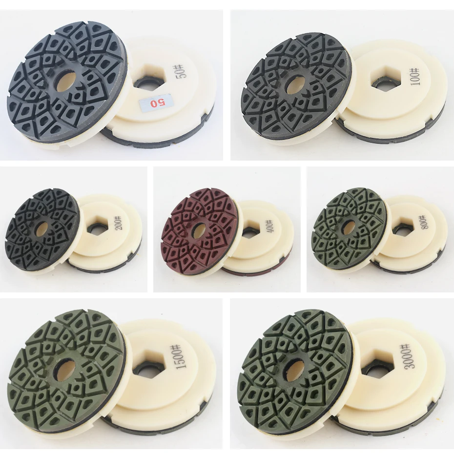 7pcs/set 5 inch 125mm diamond edge polishing pads circular grinding disc for polishing granite,marble engineered stone edge