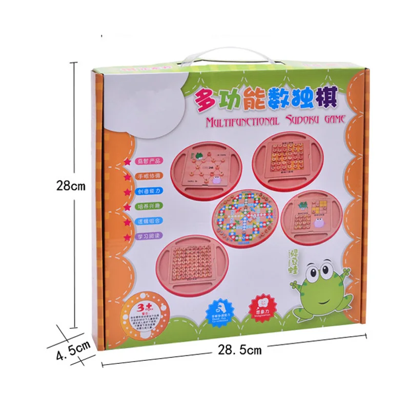 BSTFAMLY Kinderen Sudoku Schaken Beuken met lade 28*28.5*4.5 cm 100 Stks/set Internationale Checker Vouwen Spel Tafel speelgoed Gift LF05