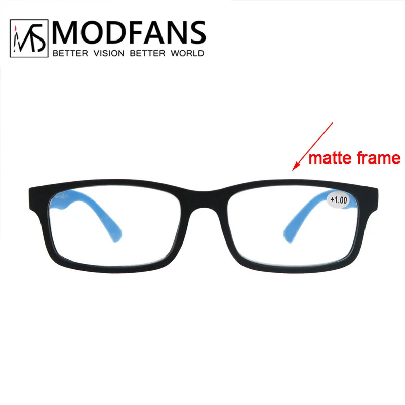 MODFANS-gafas de lectura para hombre y mujer, lentes rectangulares con montura clásica, bisagra de resorte Flexible con dioptrías de + 1,0 a + 4,0