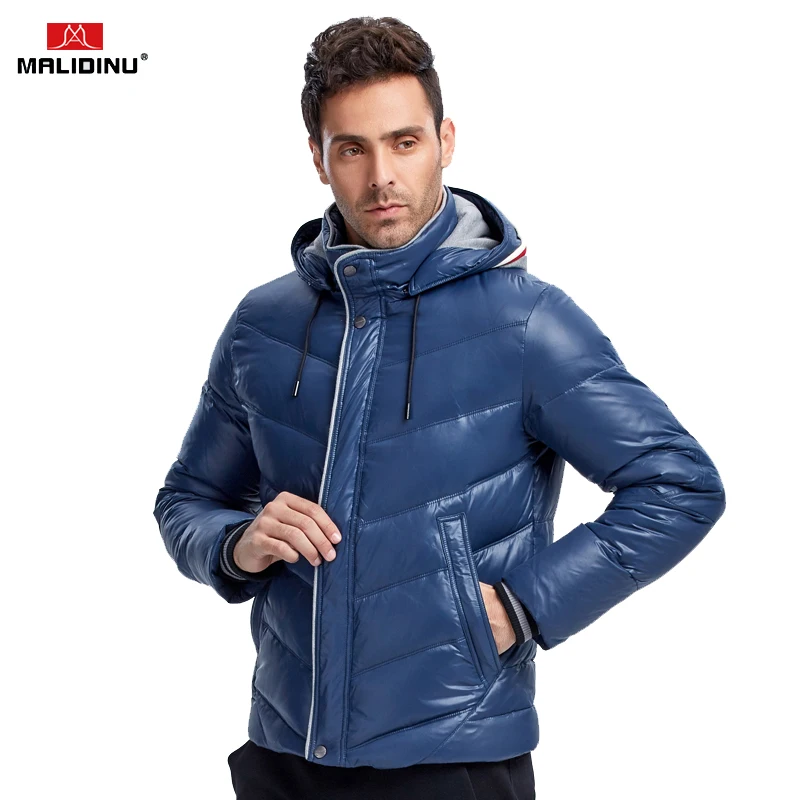 MALIDINU Men Down Jacket Winter Thick Down Coat High Quality Warm Mens Down Coats Hooded 70%White Duck Down Men Parka Russian