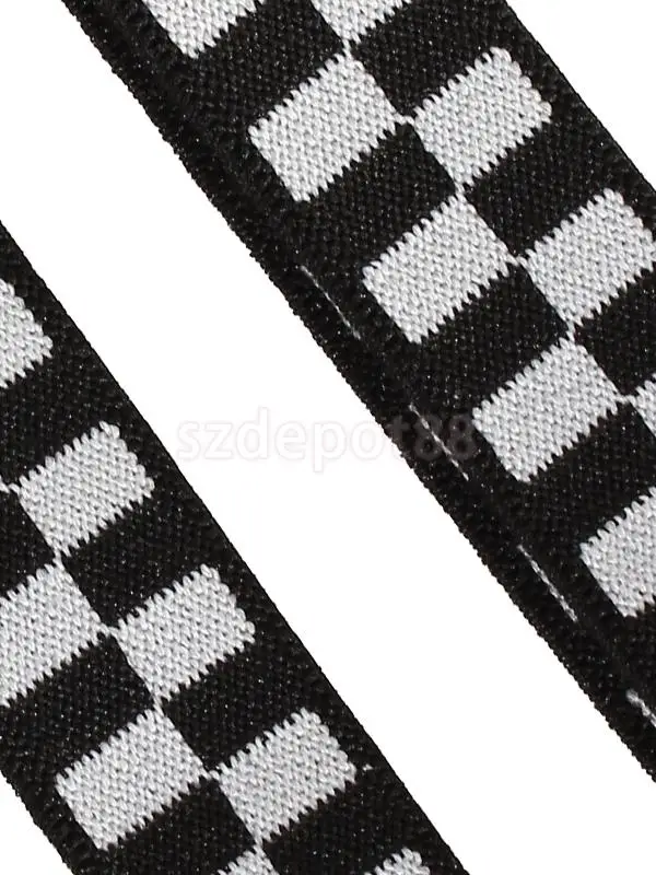 Checkered Clip-on Braces, elástico em Y-Back Suspender, preto e branco, 37x15, 16 polegadas, novo, 2014