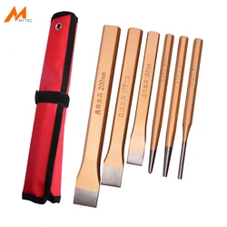 4PCS 6PCS Cold Chisel and Center Punch Set Solid Pin Punch Kit Masonry Plow Bit Stone Fitter Construction Carving Hand Tools