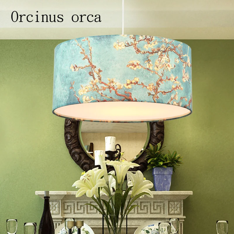 Mediterranean pastoral style blue chandelier  restaurant bar simple cloth cover small fresh lamp Postage free