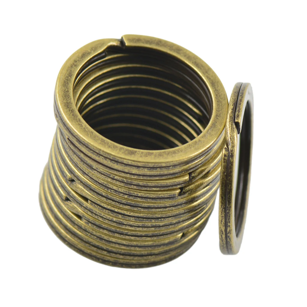 12pcs Antique Bronze Tone Metal Flat Split Rings Keyrings Keychains Keys Holder