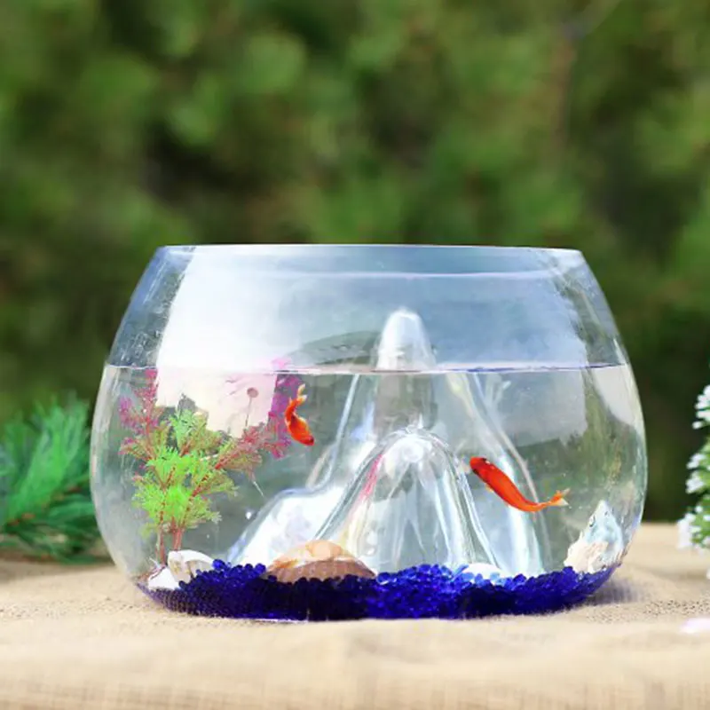 

O.RoseLif Handmade Aquarium Transparent Bowl Fighting Fish Mini Artificial Hill Box With Rockery For Fry Isolation Home Deror