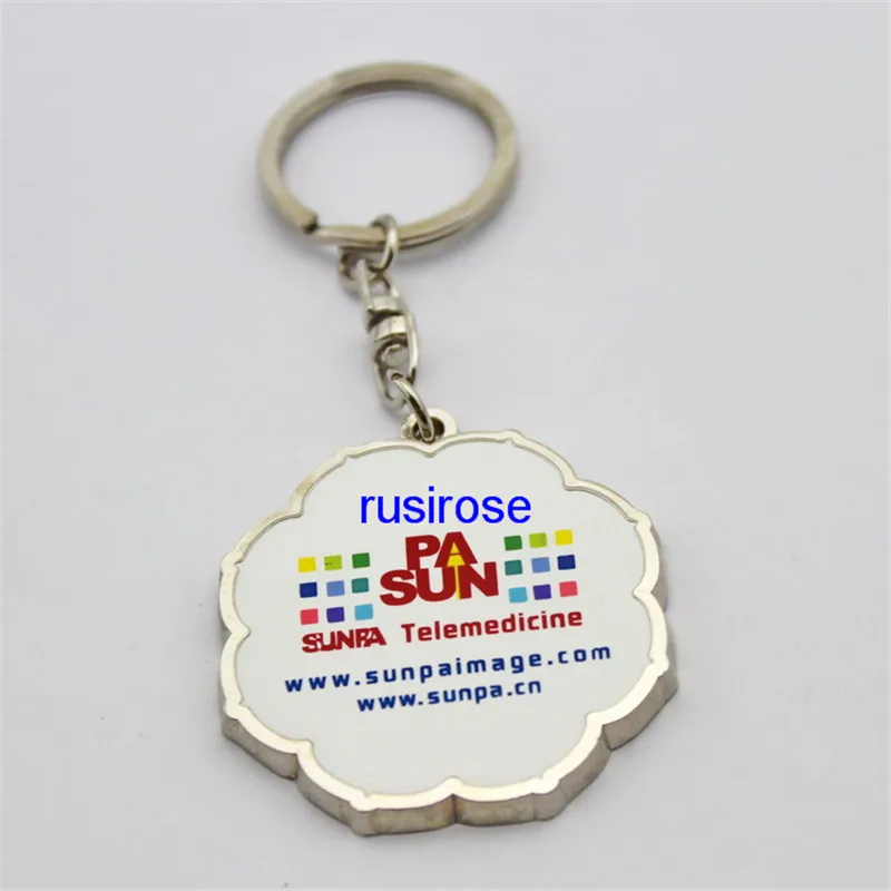 Personalized imitation enamel silk screen metal keychain, paint metal commemorative keychain