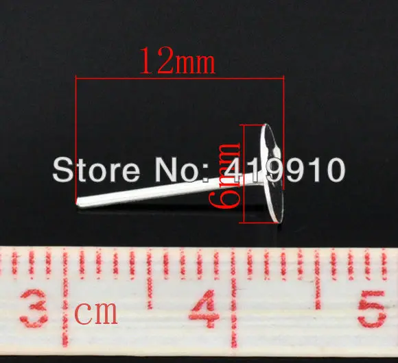 400 زوج من الأقراط المطلية بالفضة مع سدادات 12 × 6 مللي متر M00349 ، شحن مجاني