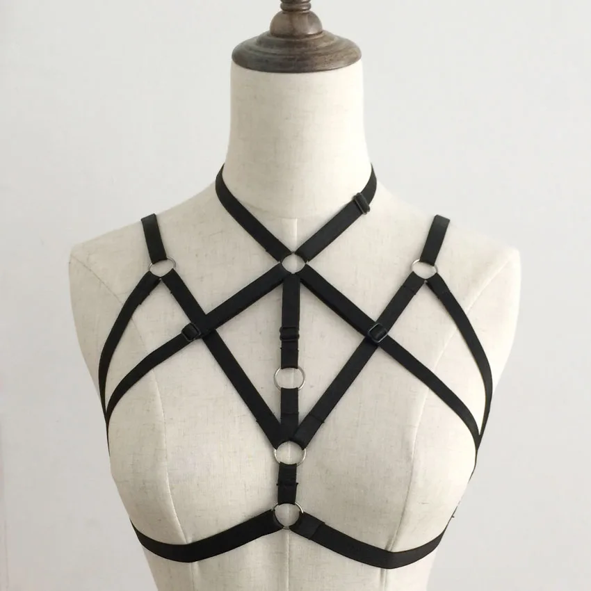 

black women gothic body harness sexy handmade Pole dance harness lingerie harajuku harness cage bra fetish wear harness bea belt
