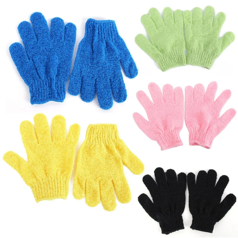 

1 Pair Shower Bath Gloves Exfoliating Wash Skin Spa Massage Scrub Body Scrubber Glove 9 Colors (Random Color)