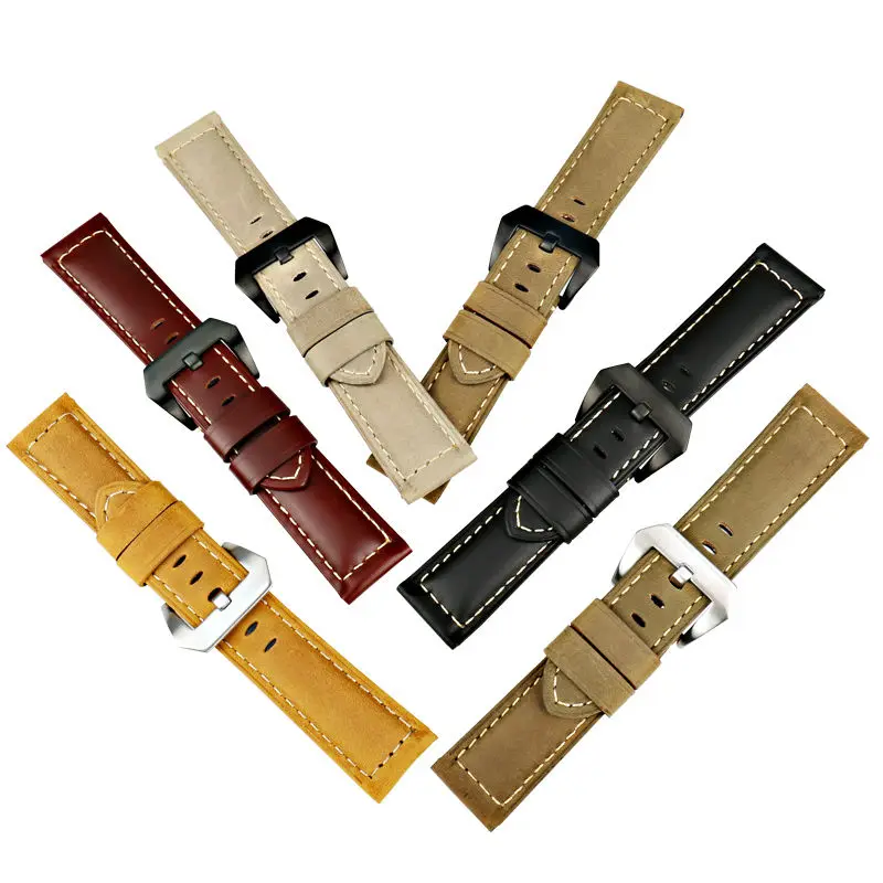 MAIKES New design watchbands for Fossil 22 24 26mm vintage genuine cow leather watch strap band watch accessories for Panerai