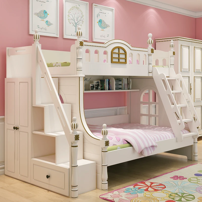 American design white children\'s bed 1.2 m bed bunk bed girl children\'s furniture bed