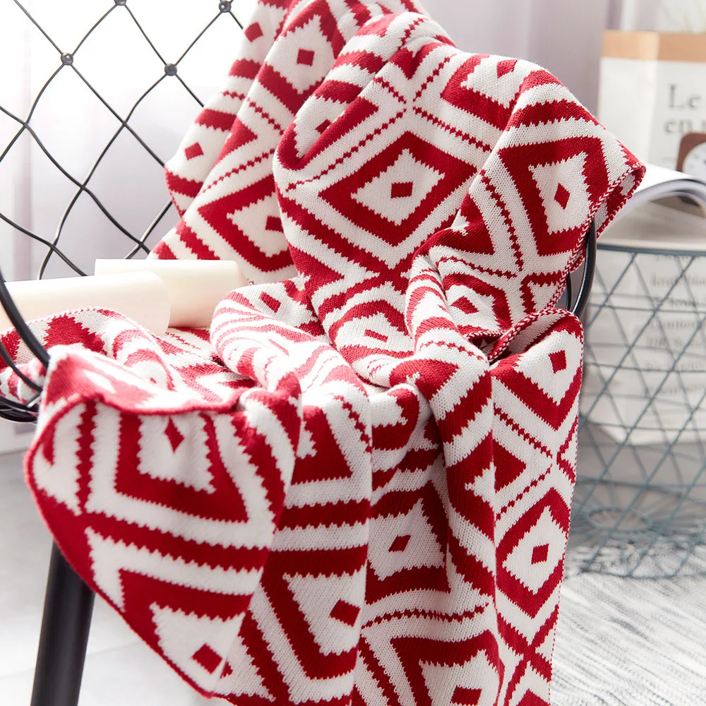 New cotton geometry Knitted Blanket Casual air conditioning lunch break towel Quilt Adult Knitting Throw 130*160cm Blanket