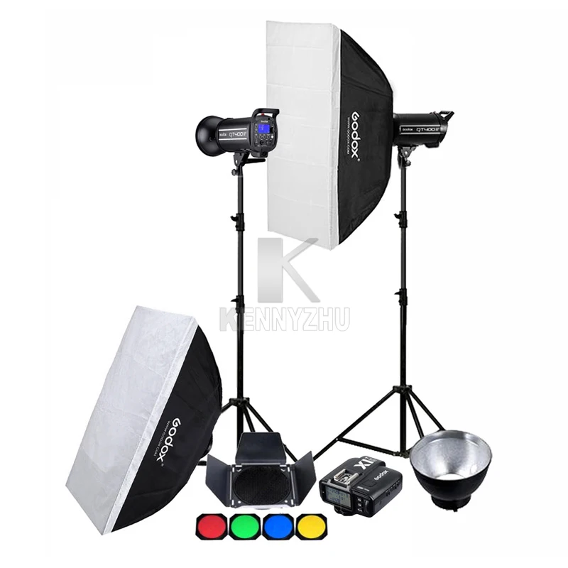 

2x Godox QT400II M 400WS HSS 1/8000 2.4G Wireless Lighting Flash Light Strobe Kit + X1T Transmitter+2.8m Stand +70x100cm Softbox