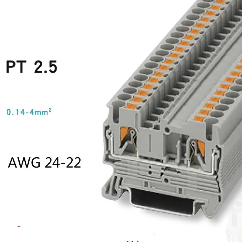 

100pcs Type Fast Wiring Arrangement Connector PT2.5 Din Rail Combined Push In Spring Screwless Terminal Block