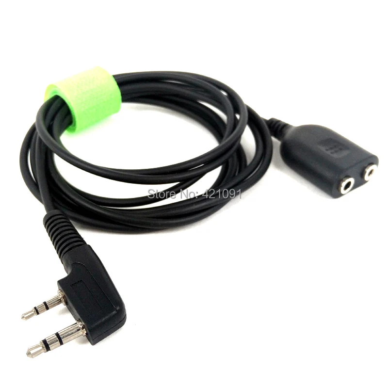 Speaker Mic Headset Earpiece Male to Female Extension Cord Cable for Kenwood BaoFeng UV-5R BF-888s Walkie Talkie K type 2 Pin