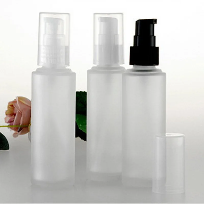 15pcs/lot 50ml Frosted Glass Beak With Pump Lotion Bottle With Plastic Pump Empty Spray Perfume Bottle For Packaging Fragrance