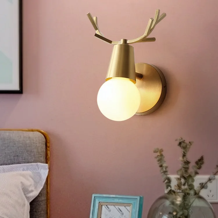 Modern Wall Lamp LED Bathroom Light Fixtures Bedroom Copper Wall Sconce Lamps Angle Adjustale Arandela Creative Antlers Lights