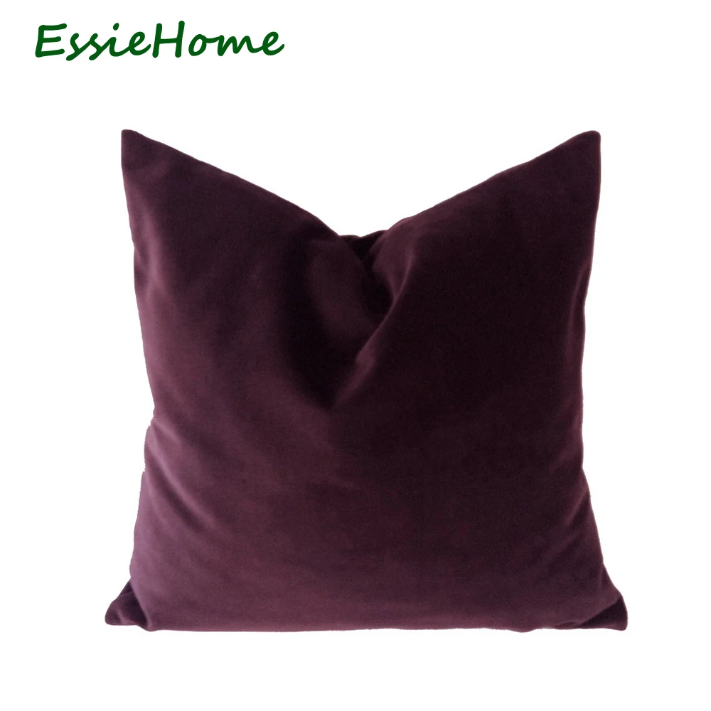 ESSIE HOME-funda de cojín de terciopelo, funda de almohada de lujo de algodón mate, color rojo ciruela, púrpura y rojo oscuro