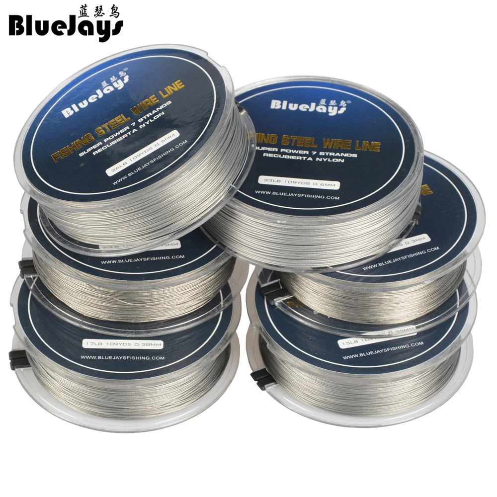 Bluejays-fio de aço para pesca, linha de pesca com 7 fios super macios de plástico à prova d\'água, 100m