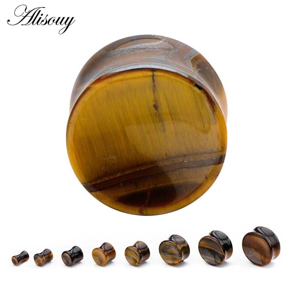 Alisouy 2 pieces Stone Flesh Tunnels Ear Plugs and Tunnels Tunnel Piercings Big Gauges Ear Piercing Plug Ear expansion 5mm-16mm