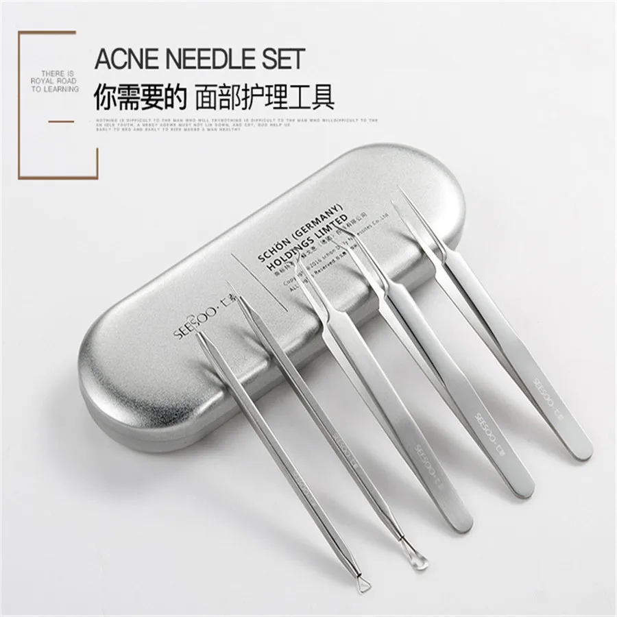 5 قطعة الفولاذ المقاوم للصدأ حب الشباب مجموعة إبرة خلية المشبك البثرة إبرة أدوات حب الشباب إبرة الملقط الجمال بثرة البثق قطعة أثرية