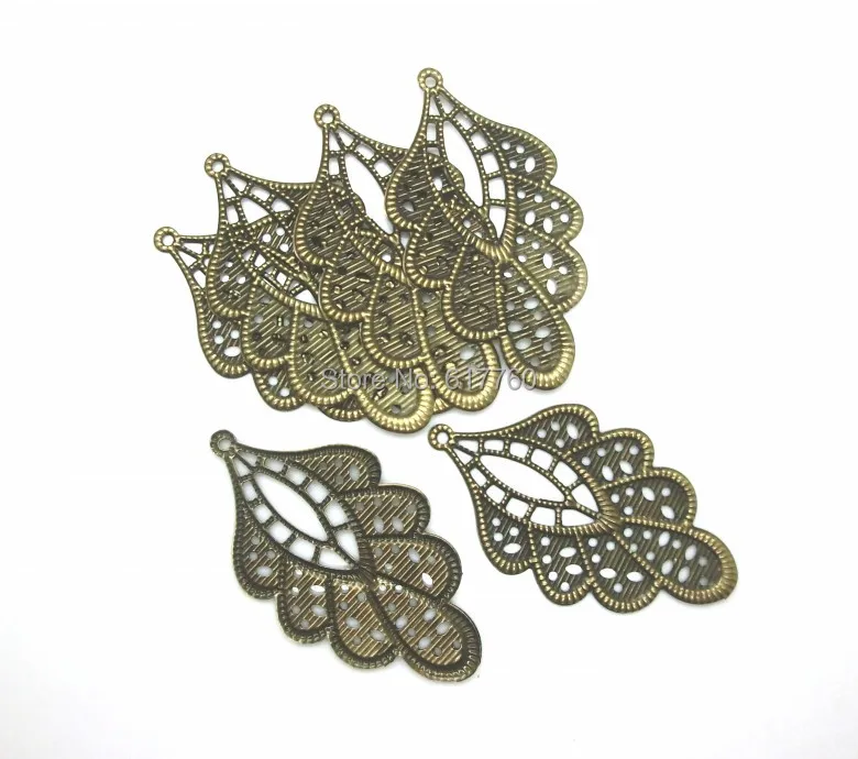 

Free shipping-30Pcs Antique Bronze Filigree Leaf Pendants/ Connectors Jewelry Findings DIY Connectors 7.8x4.3cm J0025