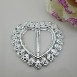 10pcs Large Beautiful Heart Rhineston Acrylic Buckle For Craft 29mm