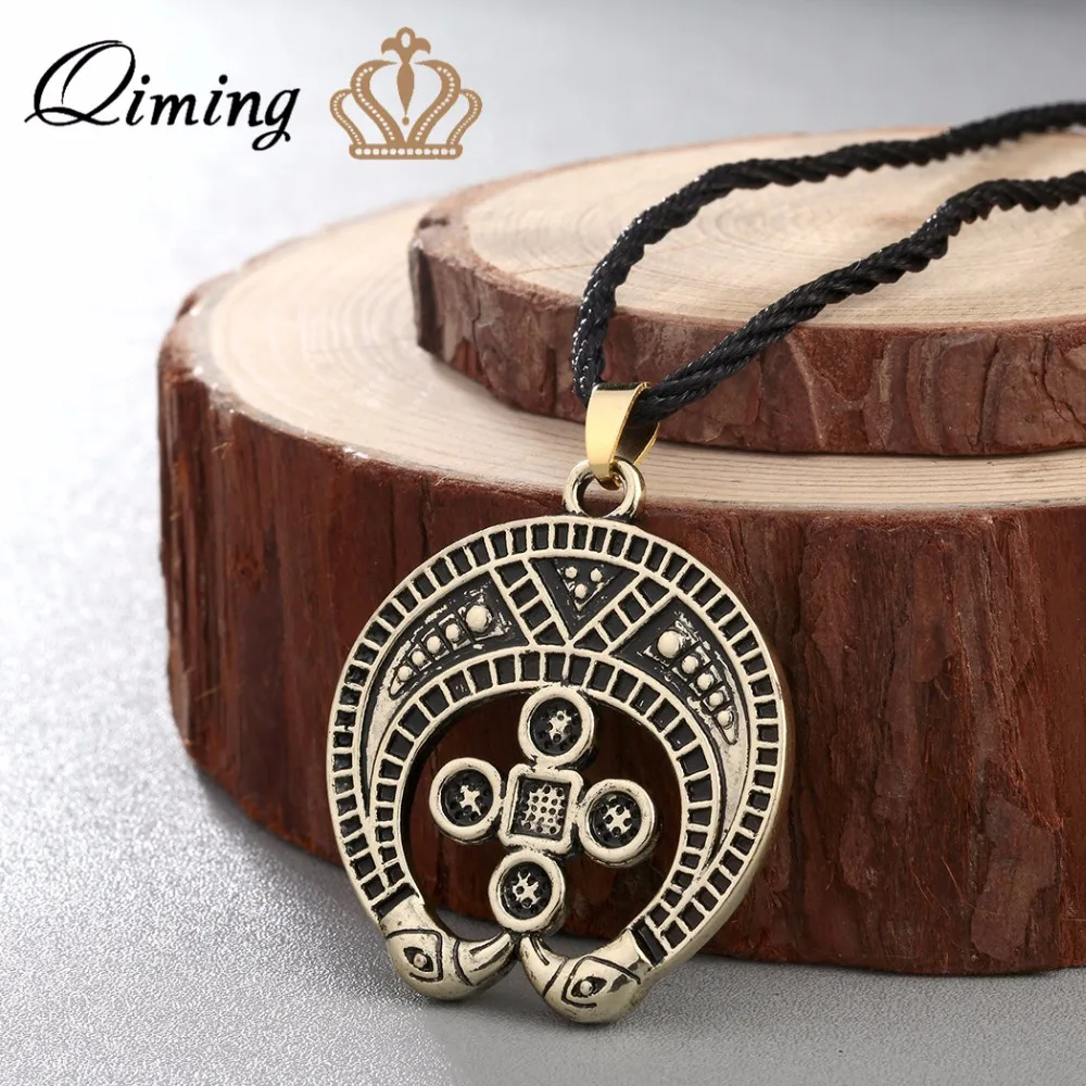 QIMING Fashion Slavic Charm Necklace Men Lunnitsa fashion Jewelry Women Pagan Pendant Amulet Antique fashion Pendant Collier