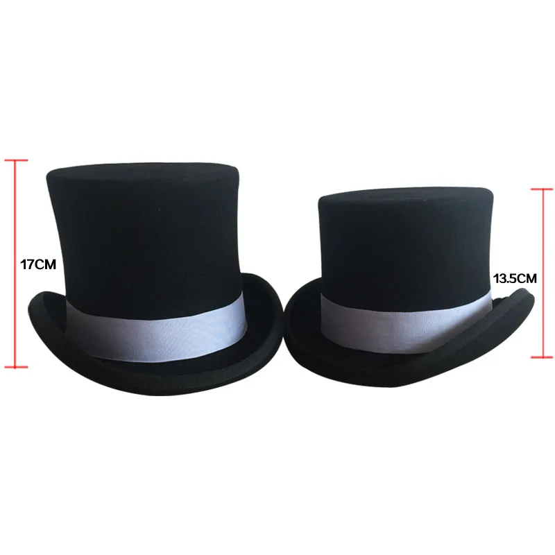 4.5 inch and 7 inch  Wool Felt Top Hat with grey grosgrain/ Victorian Steampunk Hat / Cylinder Hat/ Stove pipe Hat /Topper