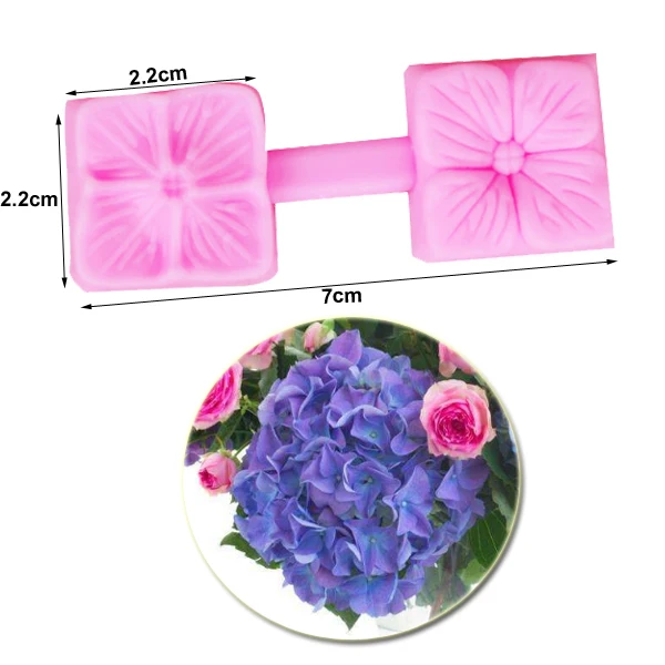 Hydrangea Petal &Cutter Silicone Mold Fondant Mould Cake Decorating Tool Chocolate Gumpaste,Sugarcraft Baking Pastry Forms CS219