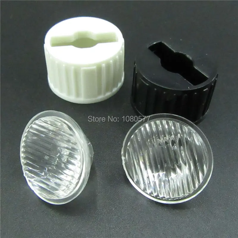 20x 20mm Optical 1W 3W 5W Stripe LED Lens With White/Black Lens Holder Angle 5 10 25 30 45 60 Degree