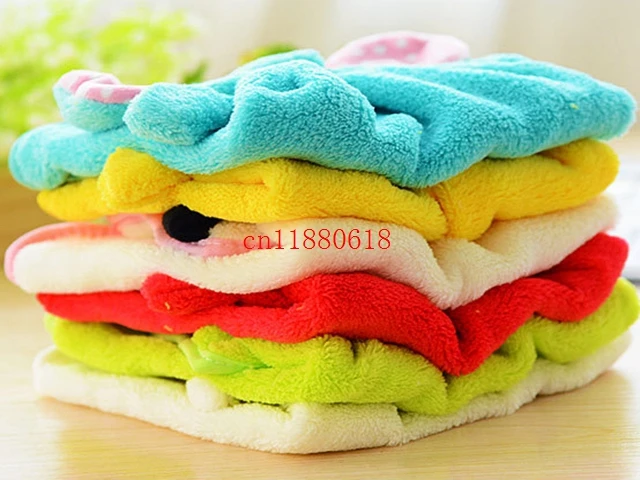 100pcs/lot Free Shipping Microfiber Fabric Nursery Hand Towel Soft Plush Fabric Cartoon Animal Wipe Hanging Bathing Towel