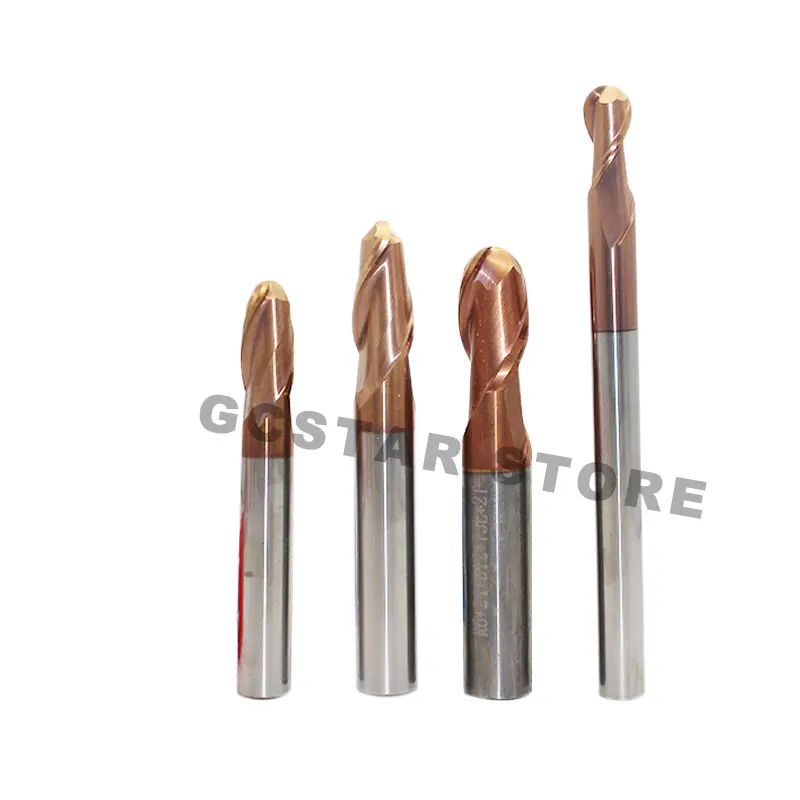 10pcs 6mm Carbide Ball Nose End Mills  HRC60 2F R3*6*50 R3*6*100 Solid Carbide Coated Tapered Ball Nose Endmill CNC Milling