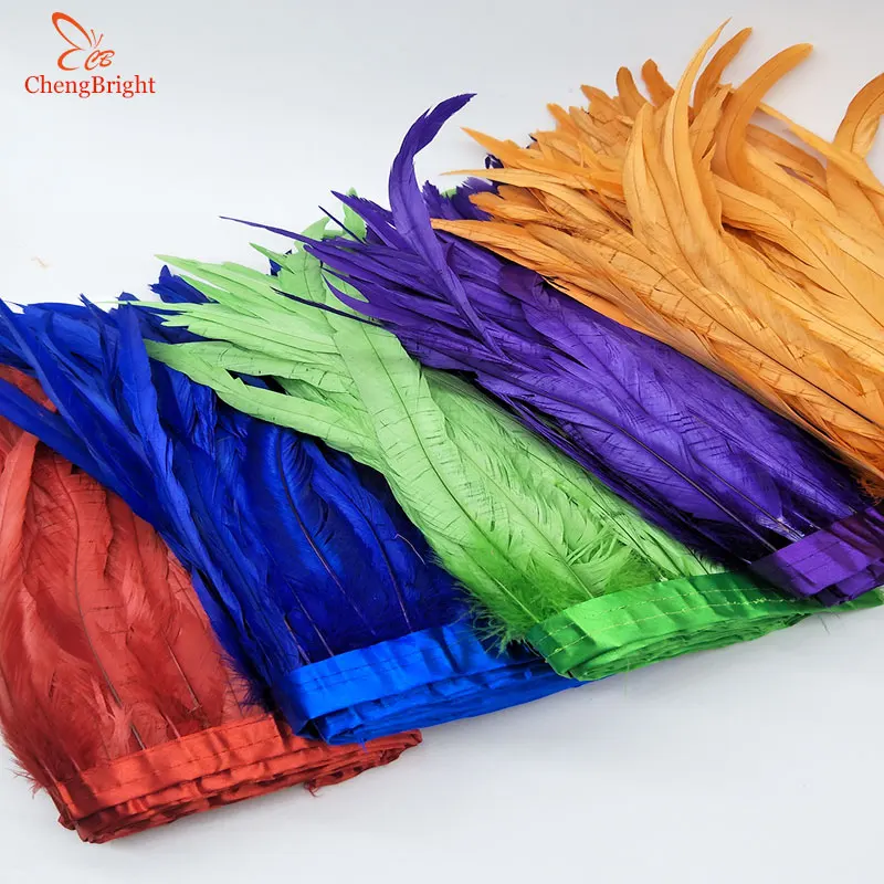 ChengBright Nice 10Yards Cock tail feathers Trim Fringe 30-35cm/12-14inch width Decorative Craft Feather Trim Feather Ribbon DIY