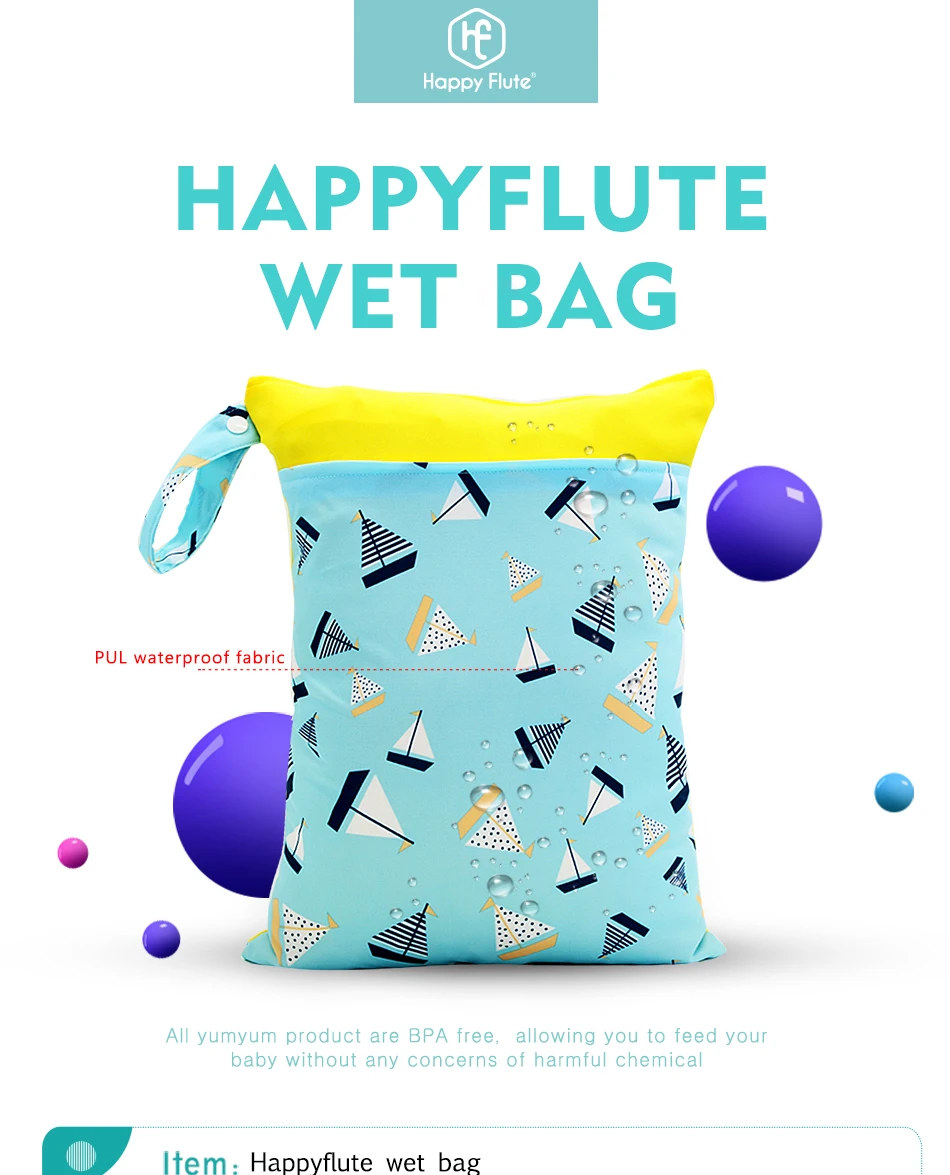 HappyFlute 1PC Tragbare Baby Windel Tasche Gedruckt Wasserdichte Nass Trocken Windel Handtasche Kinderwagen Tragen Pack Reise Wetbag mit Taschen – Detail 1