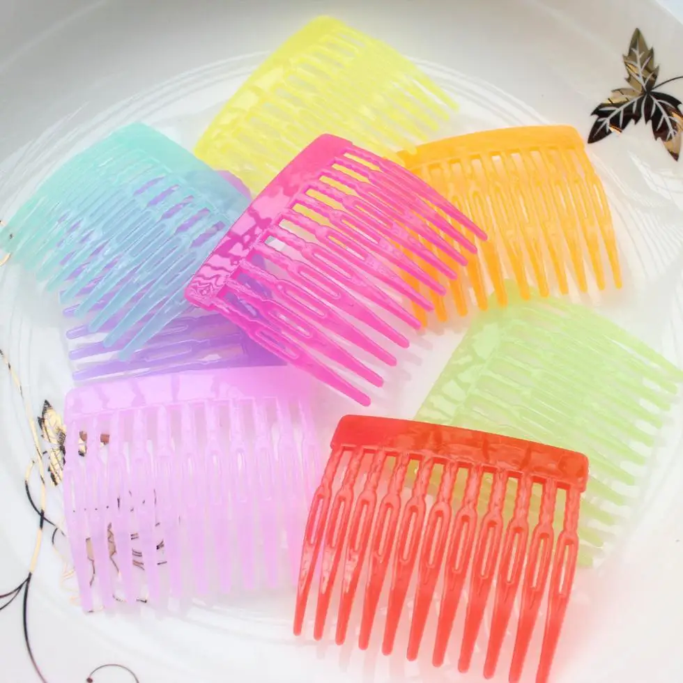 

100pcs kawaii glitter candy color Vintage Plastic Hair Comb Findings - Mixed Colors 52mm kid hair jewelry diy