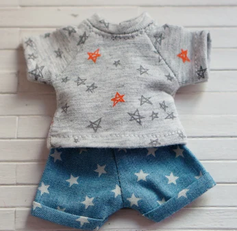 T02-X638 Beste kinder geschenk 1/6 1/8 bjd puppen Zubehör handgemachte kleidung Wilden denim shorts denim stripes sterne 1 stücke