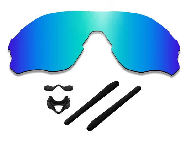 Glintbay 100% Precise-Fit Ice Blue Replacement  Lenses and Black Rubber kit for Oakley EVZero Path Sunglass