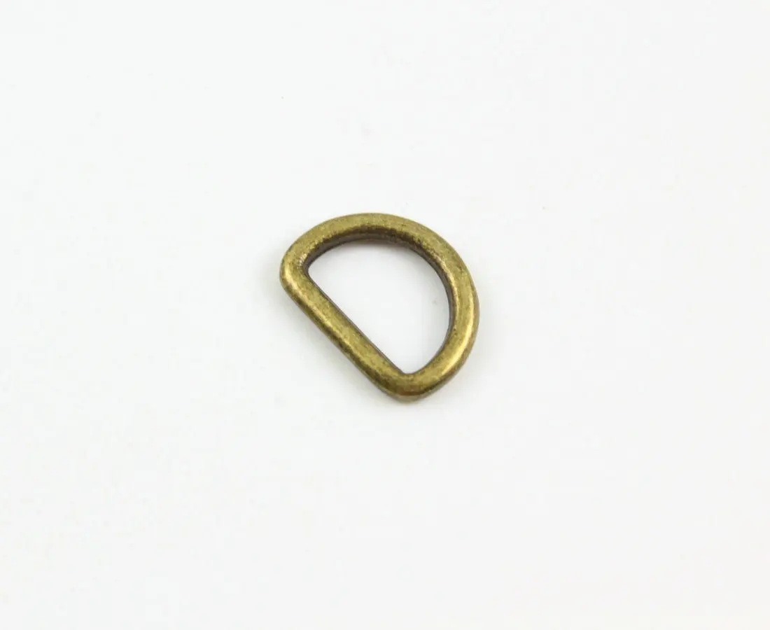 100 Pieces 10mm Antique Brass Color Welded Metal D Ring For Purse Bag Handbag