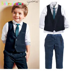 Gentleman Baby Boy Clothes Wedding Costume infant Children Kids Vest+Shirt+Pant+Tie 3pcs suit 2-6Year/Autumn Baby Outfit BC1301