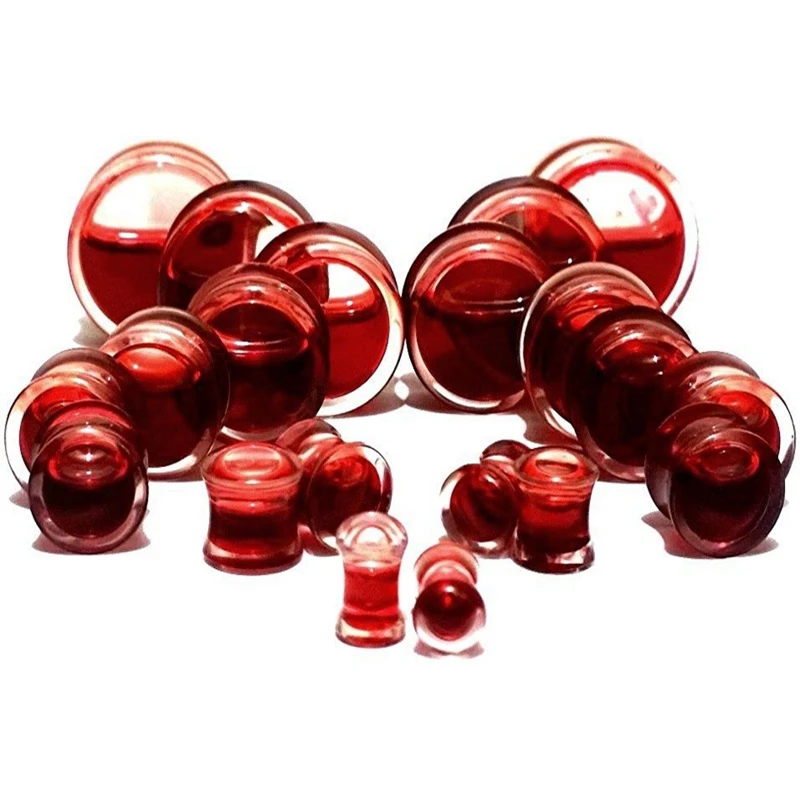 2pcs Plugs and Tunnels Red Liquid Acrylic Ear Stretchers Plugs Flesh Tunnel Ear Plugs Earrings Gauges Ear Plug Sex Body Jewelry