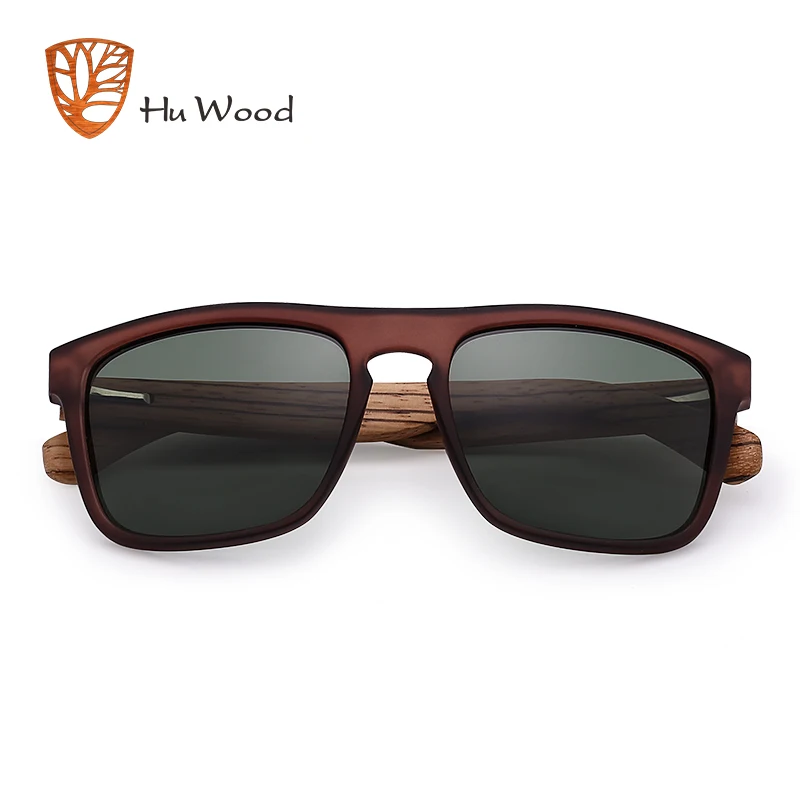 HU WOOD Natural Bamboo Sunglasses for Men Zebra Wood Sun Glasses Polarized Sunglasses Rectangle Lenses Driving UV400 GR8002