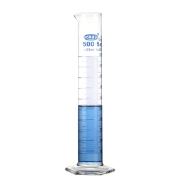 500mL Measuring Cylinder with Spout and Graduation with Glass Heagon Base Laboratory Chemistry Equipment