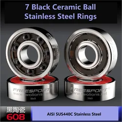 Freesport 608 ABEC9 ハイブリッド黒セラミックステンレス鋼ベアリングインラインローラースケートスケートボードスクーター波キャスターボード
