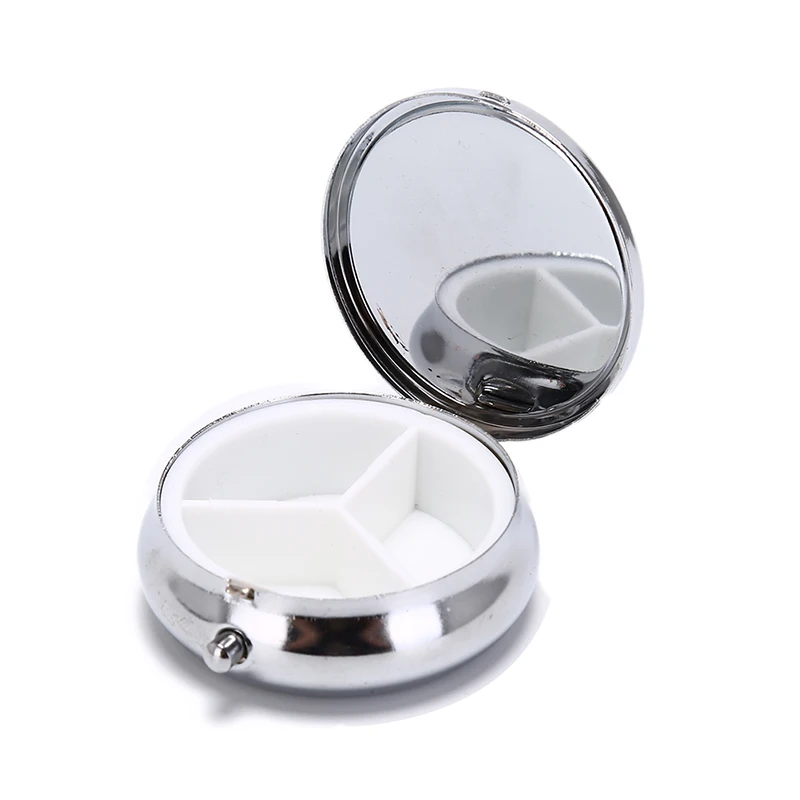 Multi Functional Portable Metal Round Flower Print Organizer Compartment Pill Case Divid Storage Tablet Container Medicine Box