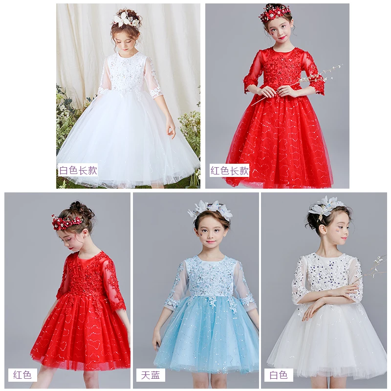 Vestidos florais brancos para meninas, vestido para festa de casamento, vestido com capuz, manga de tule, renda de primeira comunhão, para meninas