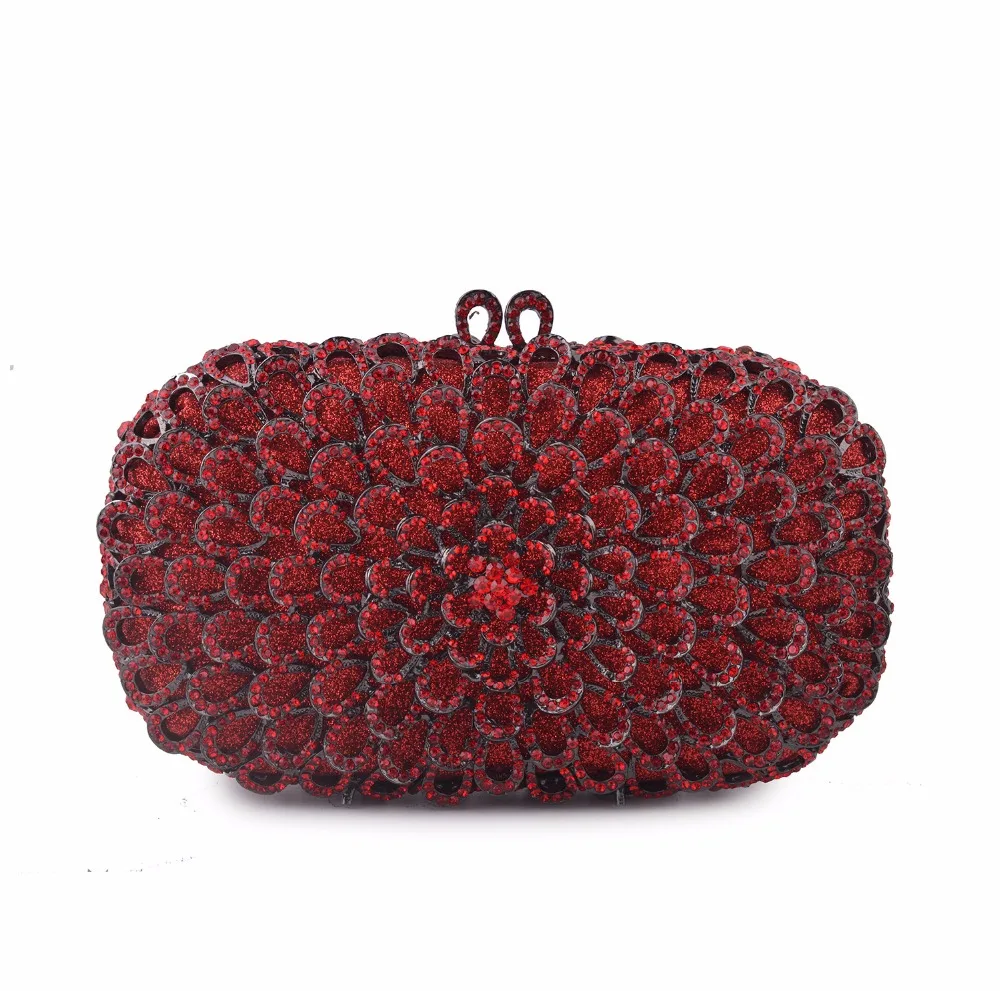 

Dazzling Flower Women Evening Bag 2023 Luxury Diamond Crystal Clutch Women Evening Handbag Hollow Out Wedding Party Shoulder Bag