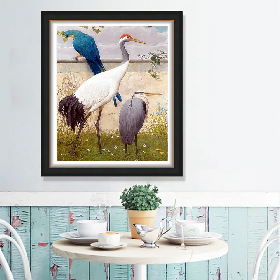 Diamond Painting Cross Stitch red-crowned crane Animal 5D Diamond Embroidery Flower and Tree DIY Full Round Square Diamond