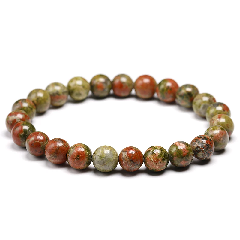 Natural Unakite Stone Bracelets For Women Yoga Mala Beads Healing Jewelry Men Bracelet